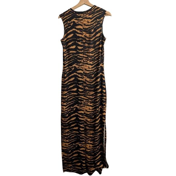 Adam Selman Animal Print Long Tiger Print Sleeveless Slit Maxi Dress Medium - Picture 11 of 11
